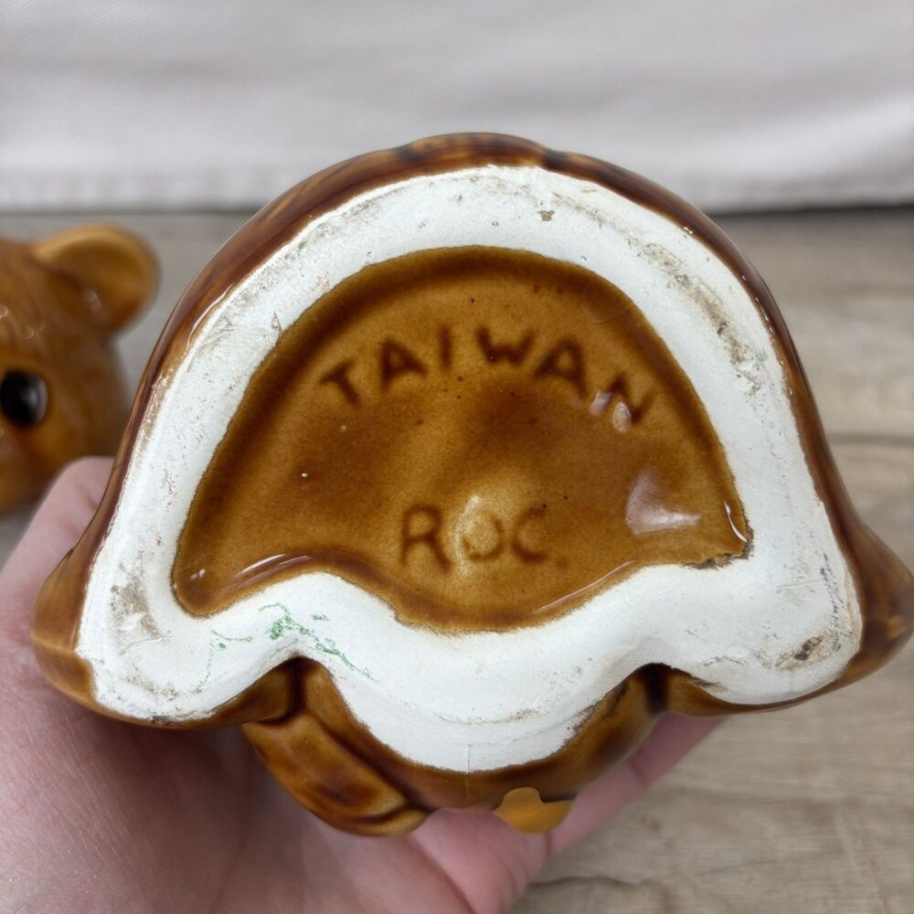 Vintage Ceramic Honey Bear Lidded Jar Brown Kitsch Taiwan Woodland Cottagecore - Picture 8 of 11